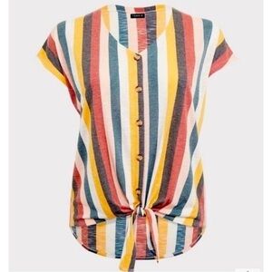 Torrid top striped tie front